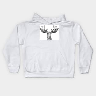 MOOSE in black and white Kids Hoodie